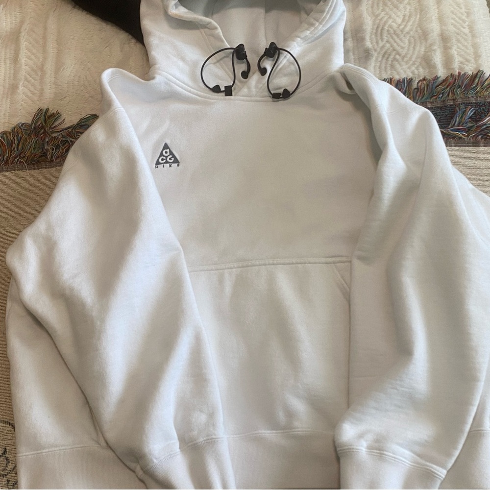 Nike ACG Men’s White Crewneck Hoodie with Small Logo
